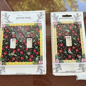 Vintage Cherry Single and Double Switch Plates Santa Barbara Ceramic Design Set